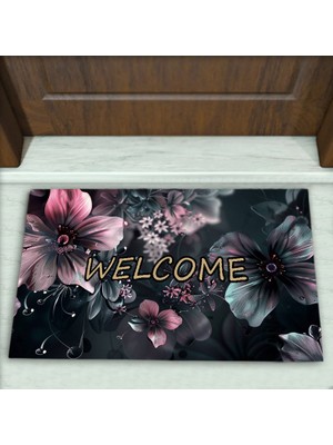 Colorix Carpet Çiçek Desenli Dekoratif Kapı Önü Paspası No: 2027