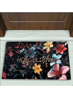 Colorix Carpet Çiçek Desenli Dekoratif Kapı Önü Paspası No: 2031