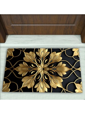 Colorix Carpet Çiçek Desenli Dekoratif Kapı Önü Paspası No: 2089
