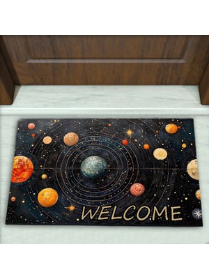 Colorix Carpet Gezegen Desenli Dekoratif Kapı Önü Paspası No: 2494