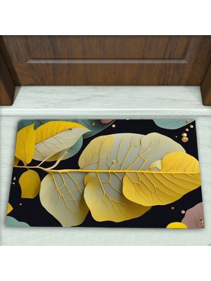 Colorix Carpet Yaprak Desenli Dekoratif Kapı Önü Paspası No: 2137