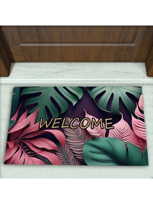 Colorix Carpet Yaprak Desenli Dekoratif Kapı Önü Paspası No: 2188