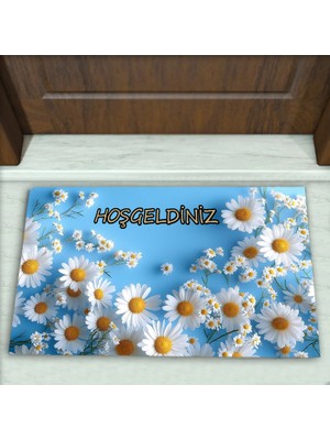 Colorix Carpet Papatya Desenli Dekoratif Kapı Önü Paspası No: 2203