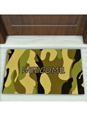 Colorix Carpet Kamuflaj Desenli Dekoratif Kapı Önü Paspası No: 2381