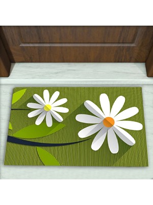 Colorix Carpet Papatya Desenli Dekoratif Kapı Önü Paspası No: 2170