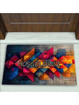 Colorix Carpet Geometrik Desenli Dekoratif Kapı Önü Paspası No: 2411