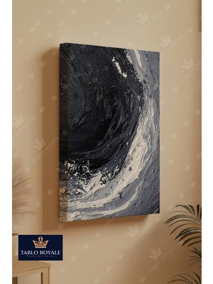 Tablo Royale Siyah Beyaz Dengesi Yağlı Boya Görünümlü Dekor Kanvas Tablo - Salon Tablo - Ofis Tablo