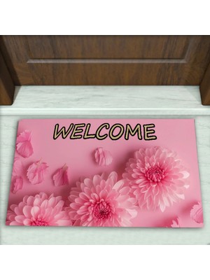 Colorix Carpet Çiçek Desenli Dekoratif Kapı Önü Paspası No: 2729