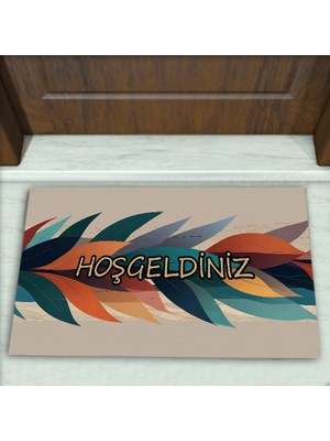 Colorix Carpet Yaprak Desenli Dekoratif Kapı Önü Paspası No: 2832