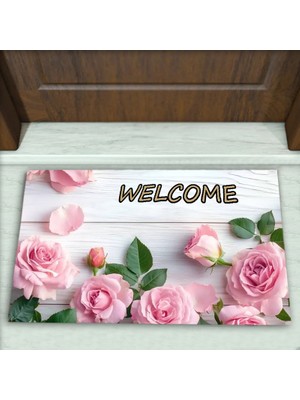 Colorix Carpet Gül Desenli Dekoratif Kapı Önü Paspası No: 2192