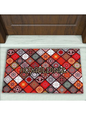 Colorix Carpet Geometrik Desenli Dekoratif Kapı Önü Paspası No: 2447