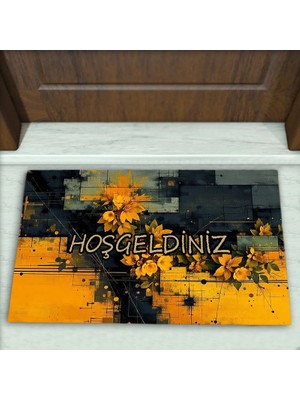 Colorix Carpet Çiçek Desenli Dekoratif Kapı Önü Paspası No: 2515