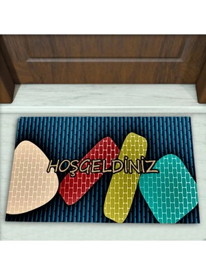 Colorix Carpet Geometrik Desenli Dekoratif Kapı Önü Paspası No: 2532