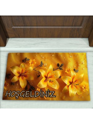 Colorix Carpet Çiçek Desenli Dekoratif Kapı Önü Paspası No: 2810