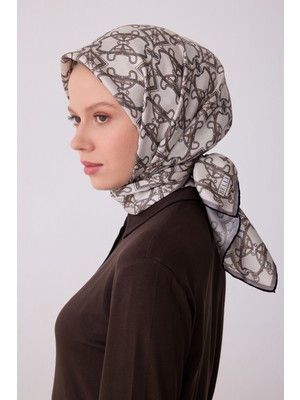 Belli Klasik Desen Ipek Twill Eşarp - 2026 Ilkbahar-Yaz (T)  4328-84
