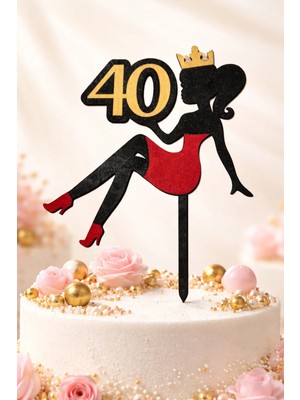 Liya3D 40 Yaş Kadın Figürlü Pasta Süsü