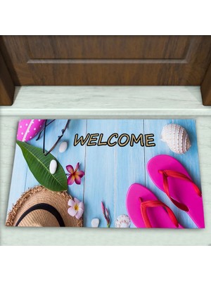 Colorix Carpet Terlik Desenli Dekoratif Kapı Önü Paspası No: 2247