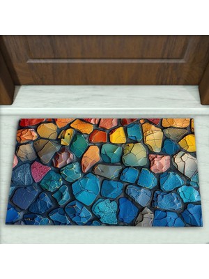 Colorix Carpet Taş Desenli Dekoratif Kapı Önü Paspası No: 2011