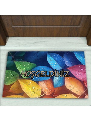 Colorix Carpet Yaprak Desenli Dekoratif Kapı Önü Paspası No: 2024