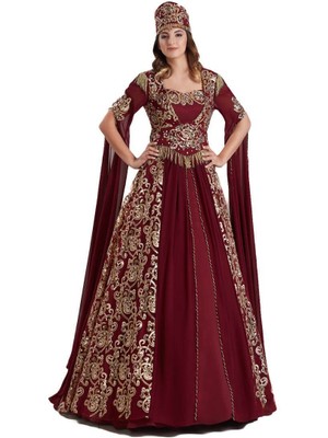 Ceyyiz 5 Parça Bindallı Şifon Desenli Kına Elbisesi Sarmaşık