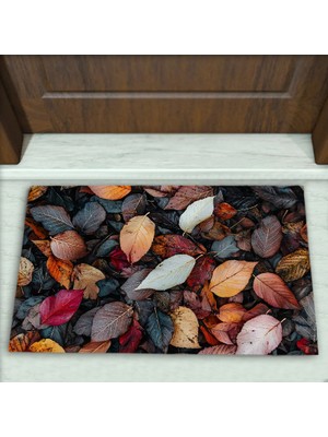 Colorix Carpet Yaprak Desenli Dekoratif Kapı Önü Paspası No: 2265