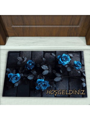 Colorix Carpet Gül Desenli Dekoratif Kapı Önü Paspası No: 2641