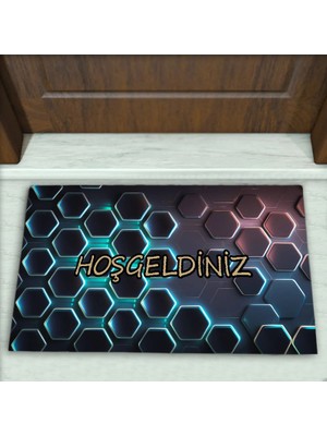 Colorix Carpet Geometrik Desenli Dekoratif Kapı Önü Paspası No: 2497
