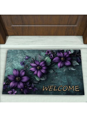 Colorix Carpet Çiçek Desenli Dekoratif Kapı Önü Paspası No: 2502