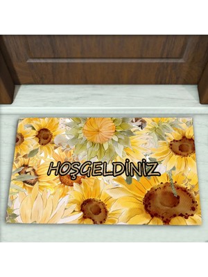 Colorix Carpet Ayçekirdeği Desenli Dekoratif Kapı Önü Paspası No: 2249