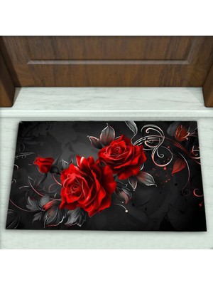 Colorix Carpet Çiçek Desenli Dekoratif Kapı Önü Paspası No: 1988