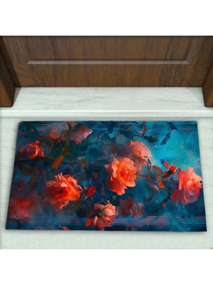 Colorix Carpet Çiçek Desenli Dekoratif Kapı Önü Paspası No: 1948