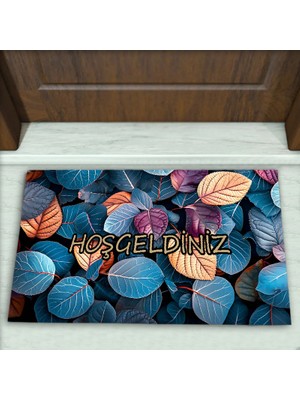 Colorix Carpet Yaprak Desenli Dekoratif Kapı Önü Paspası No: 1959