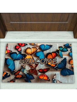 Colorix Carpet Kelebek Desenli Dekoratif Kapı Önü Paspası No: 2797