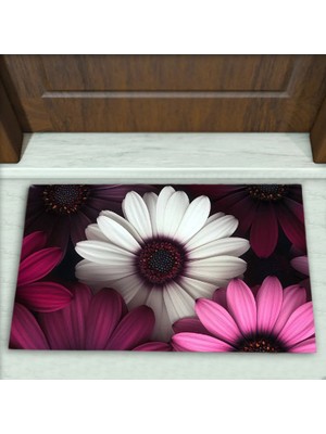 Colorix Carpet Çiçek Desenli Dekoratif Kapı Önü Paspası No: 2347