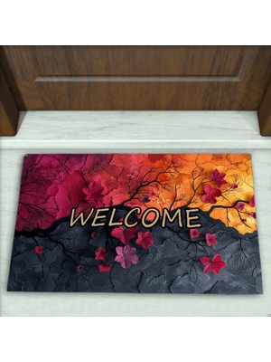 Colorix Carpet Çiçek Desenli Dekoratif Kapı Önü Paspası No: 2085