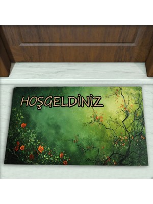 Colorix Carpet Ağaç Desenli Dekoratif Kapı Önü Paspası No: 2651