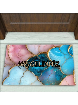 Colorix Carpet Mermer Desenli Dekoratif Kapı Önü Paspası No: 2432
