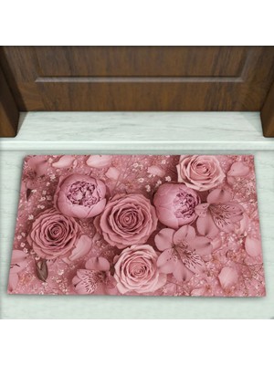 Colorix Carpet Gül Desenli Dekoratif Kapı Önü Paspası No: 2400