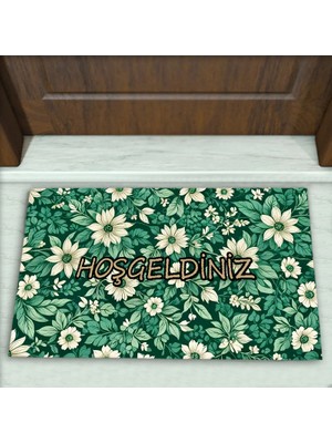 Colorix Carpet Çiçek Desenli Dekoratif Kapı Önü Paspası No: 2727