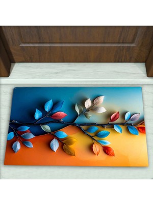 Colorix Carpet Çiçek Desenli Dekoratif Kapı Önü Paspası No: 2516
