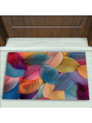 Colorix Carpet Yaprak Desenli Dekoratif Kapı Önü Paspası No: 2504