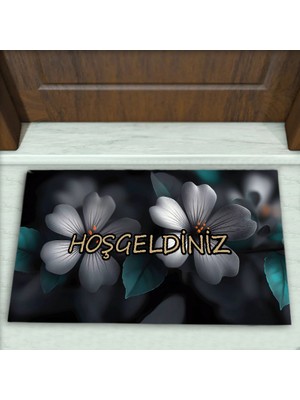 Colorix Carpet Çiçek Desenli Dekoratif Kapı Önü Paspası No: 1952