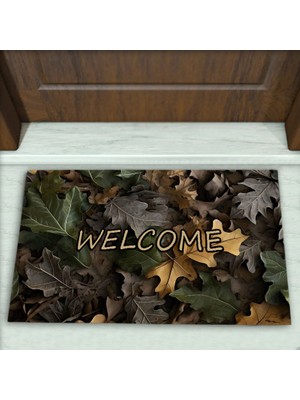 Colorix Carpet Yaprak Desenli Dekoratif Kapı Önü Paspası No: 2800