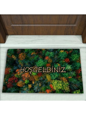 Colorix Carpet Ağaç Desenli Dekoratif Kapı Önü Paspası No: 2724