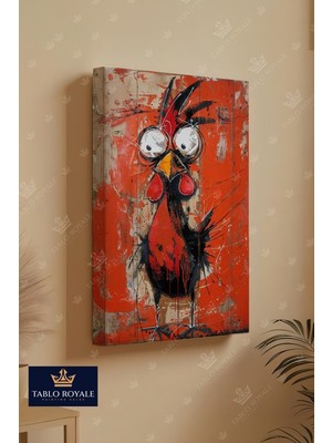 Tablo Royale Şaşkın Bakan Tavuk Dekor Kanvas Tablo - Salon Tablo - Ofis Tablo