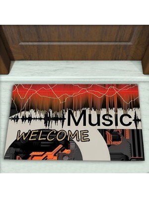 Colorix Carpet Müzik Desenli Dekoratif Kapı Önü Paspası No: 2197