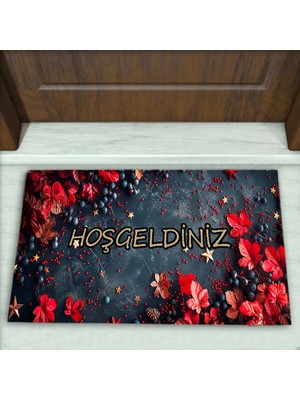 Colorix Carpet Çiçek Desenli Dekoratif Kapı Önü Paspası No: 2230