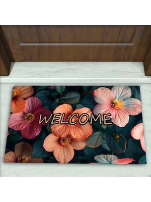 Colorix Carpet Çiçek Desenli Dekoratif Kapı Önü Paspası No: 2236