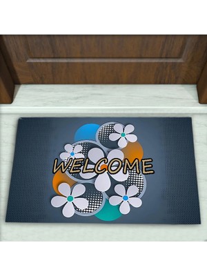Colorix Carpet Papatya Desenli Dekoratif Kapı Önü Paspası No: 2062
