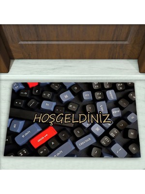 Colorix Carpet Klavye Desenli Dekoratif Kapı Önü Paspası No: 2267